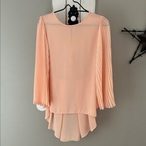 Beautiful peach angel wing sleeves sheer blouse